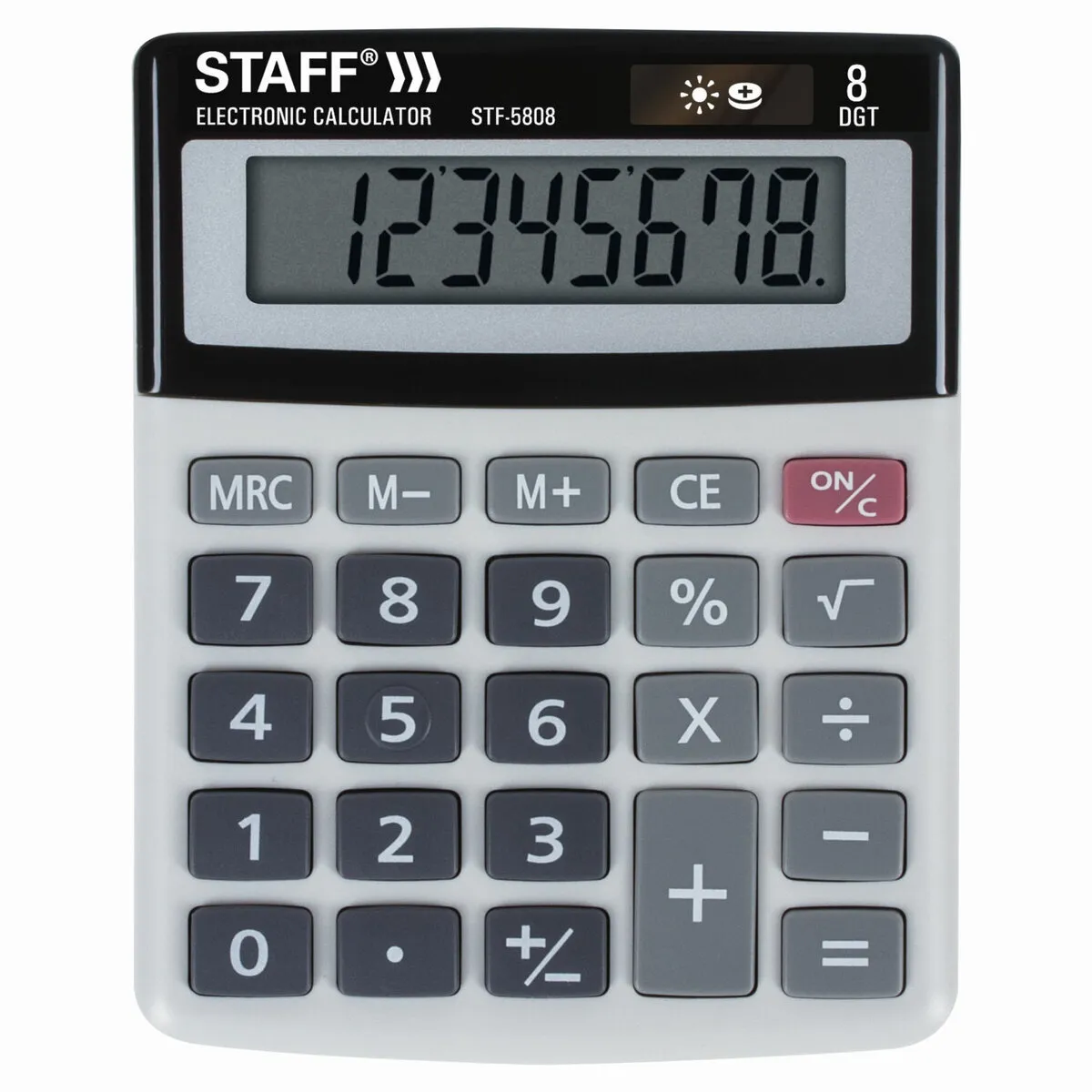Калькулятор настольный STAFF STF-5808, 8-разрядный, однострочный экран, серый (STF-5808)