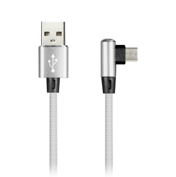 

Кабель Micro USB-USB, угловой, экранированный, 2A, 1м, белый Smartbuy (iK-12FLL-NBwhite)