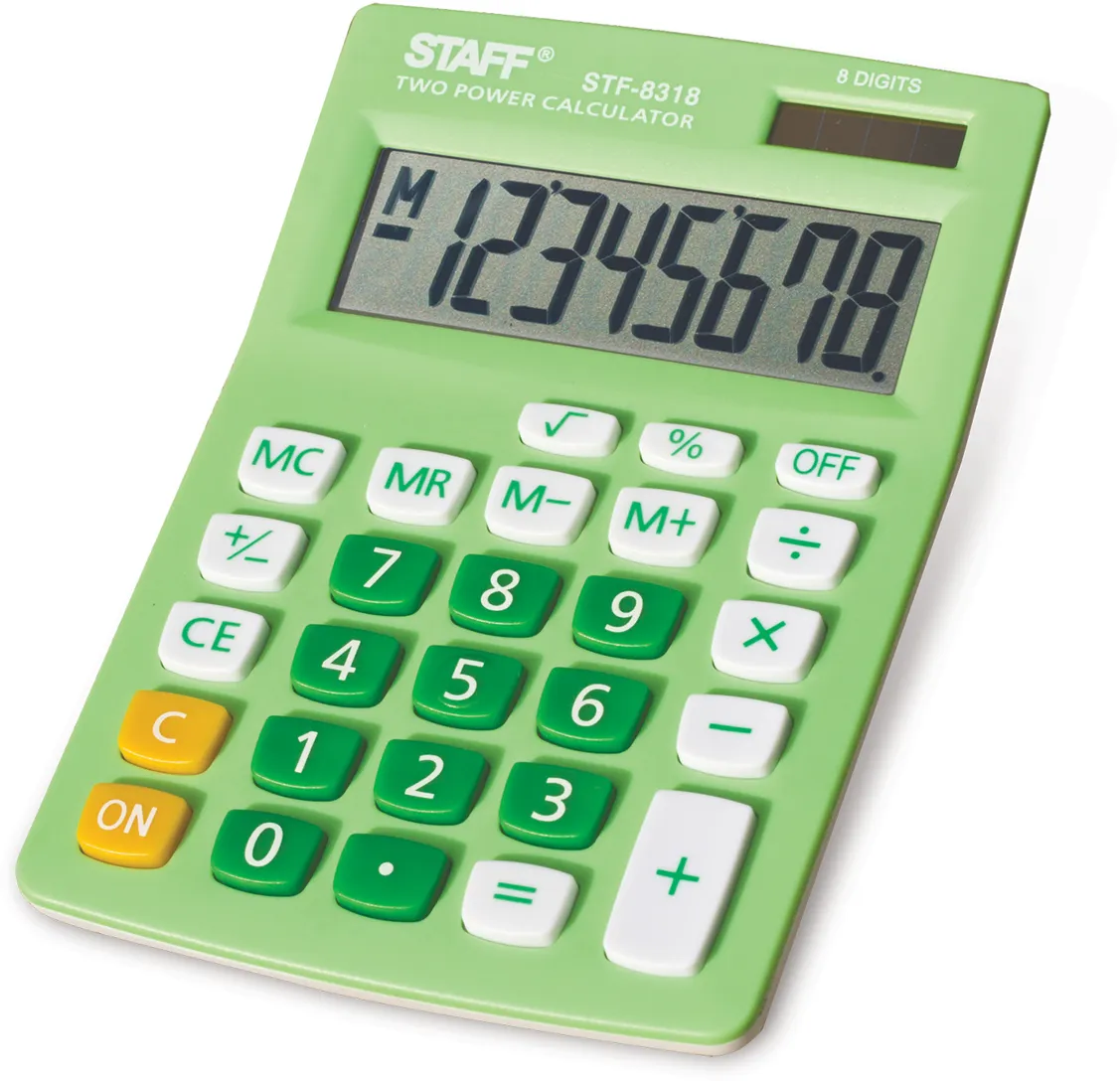 Калькулятор настольный STAFF STF-8318, 8-разрядный, однострочный экран, зеленый (STF-8318)