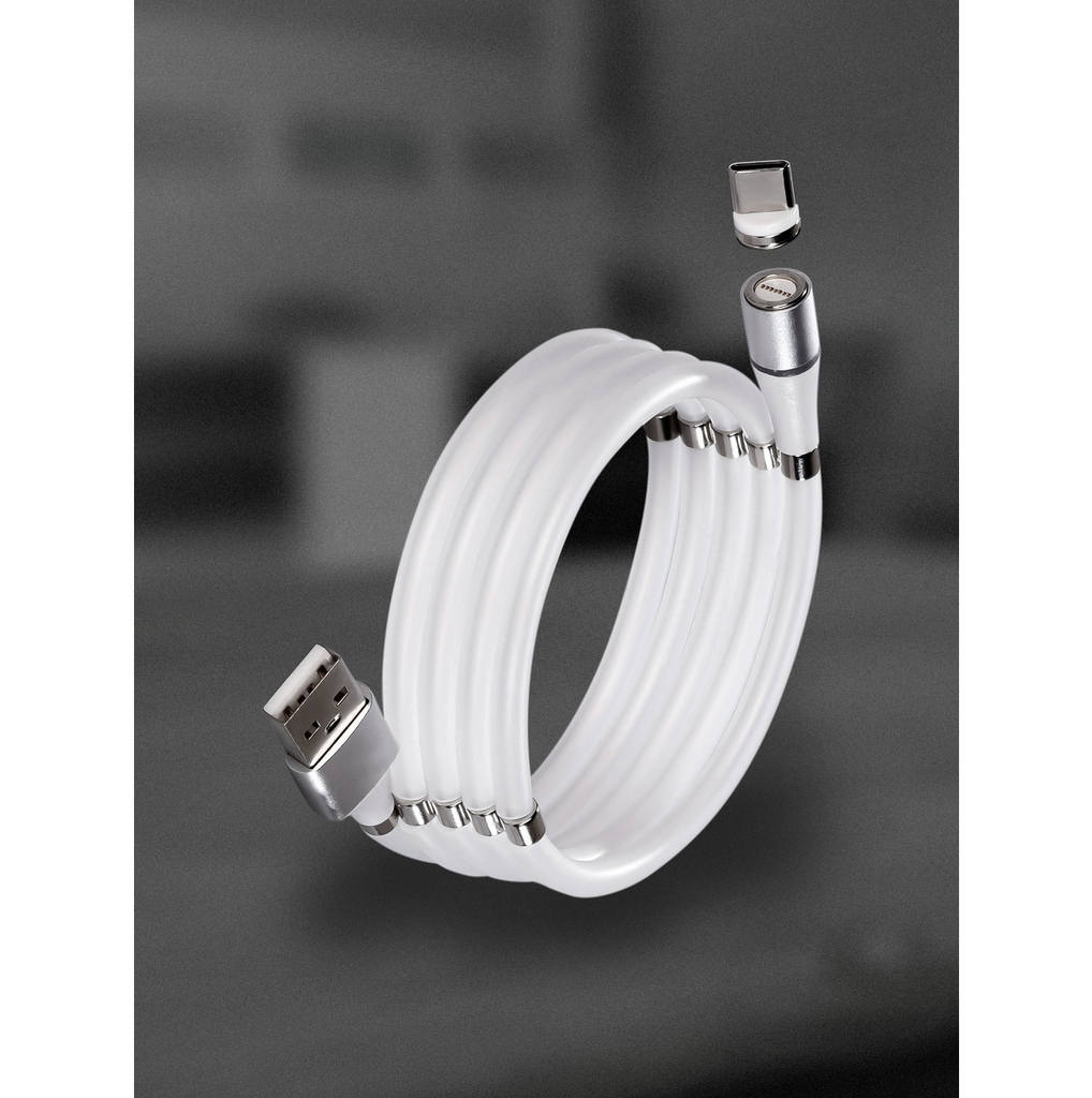 

Кабель USB Type-C(m)-USB 2.0(Am), экранированный, 3A быстрая зарядка, 1м, белый Smartbuy (iK-3112mag-NB)
