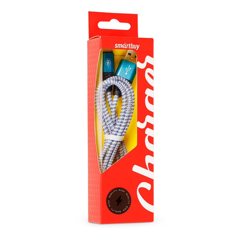 

Кабель USB Type-C(m)-USB 2.0(Am), экранированный, 2A, 1м, синий Smartbuy (iK-3112HH-NBblue)