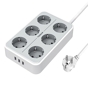 

Сетевой фильтр Tessan TS-303, 6-розеток, 3xUSB, 2 м, серый, TS-303