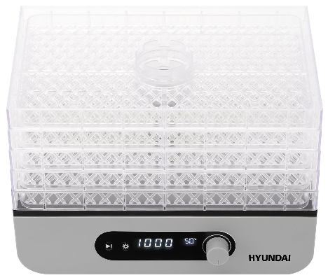 

Сушилка для овощей и фруктов Hyundai HYDF-5033, 400Вт, 35-70 °C, серый, HYDF-5033