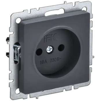 

Розетка IEK BRITE РС10-1-0-БрГ, скрытый монтаж, однопостовая, 10A, механизм с накладкой и суппортом, IP20, графит (BR-R10-10-K53), РС10-1-0-БрГ