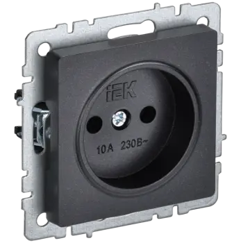 

Розетка IEK BRITE РС10-1-0-БрЧ, скрытый монтаж, однопостовая, 10A, механизм с накладкой и суппортом, IP20, черный (BR-R10-10-K02), РС10-1-0-БрЧ