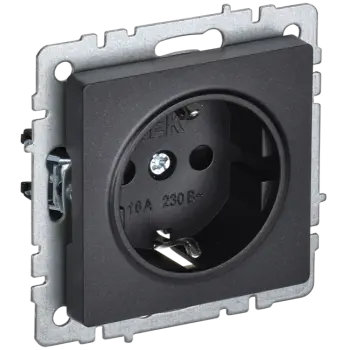 

Розетка IEK BRITE РС11-1-0-БрЧ, скрытый монтаж, однопостовая, с з/к, 16A, механизм с накладкой и суппортом, IP20, черный (BR-R11-16-K02), РС11-1-0-БрЧ