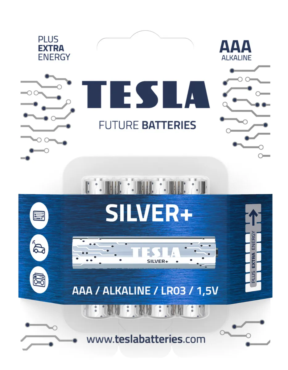 Батарейка TESLA SILVER, AAA (LR03/24А), 1.5V, 4 шт