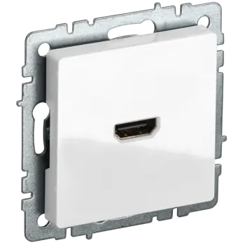 Розетка 1xHDMI, РHDMI-0-БрБ, механизм без рамки, скрытый монтаж, белый, IEK BRITE (BR-H10-K01) - фото 1