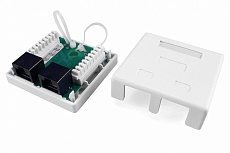 Розетка RJ-45 открытый монтаж категория 5e белый Hyperline SB1-2-8P8C-C5e-WH 630₽