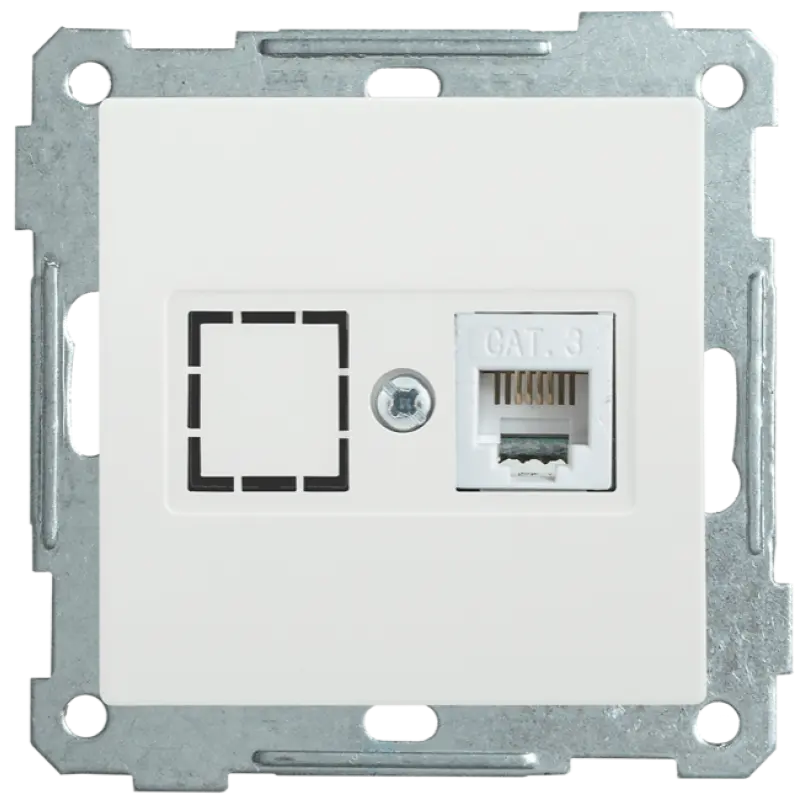

Розетка RJ-45 скрытый монтаж категория 5e, механизм без рамки, белый, IEK Bolero РK10-1-Б (EKB15-01-K01), РK10-1-Б