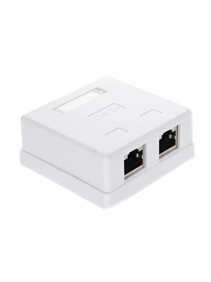 

Розетка RJ-45 открытый монтаж категория 5e, белый, VCOM (STV-2RJ45F)