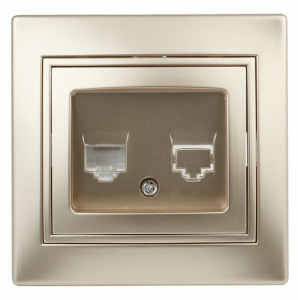

Розетка RJ-45 скрытый монтаж, механизм в сборе, шампань, INTRO Plano (Б0030087)