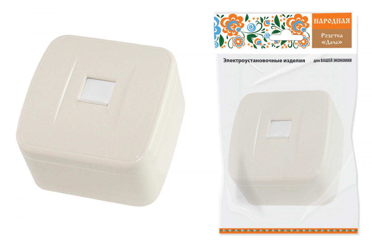 

Розетка RJ-45 открытый монтаж, механизм в сборе, слоновая кость, TDM Народная Дача (SQ1824-0024), Дача