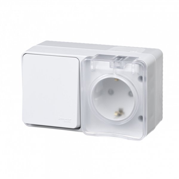 

Блок розетка+выключатель Schneider Electric AtlasDesign Profi54, выключателей: 1, розеток: 1, белый (ATN540174)