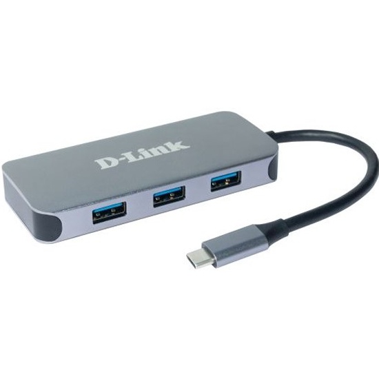 Концентратор D-Link DUB-2335/A1A, 3xUSB 3.0, 1xUSB-C, серый + HDMI, RJ45 (DUB-2335/A1A)