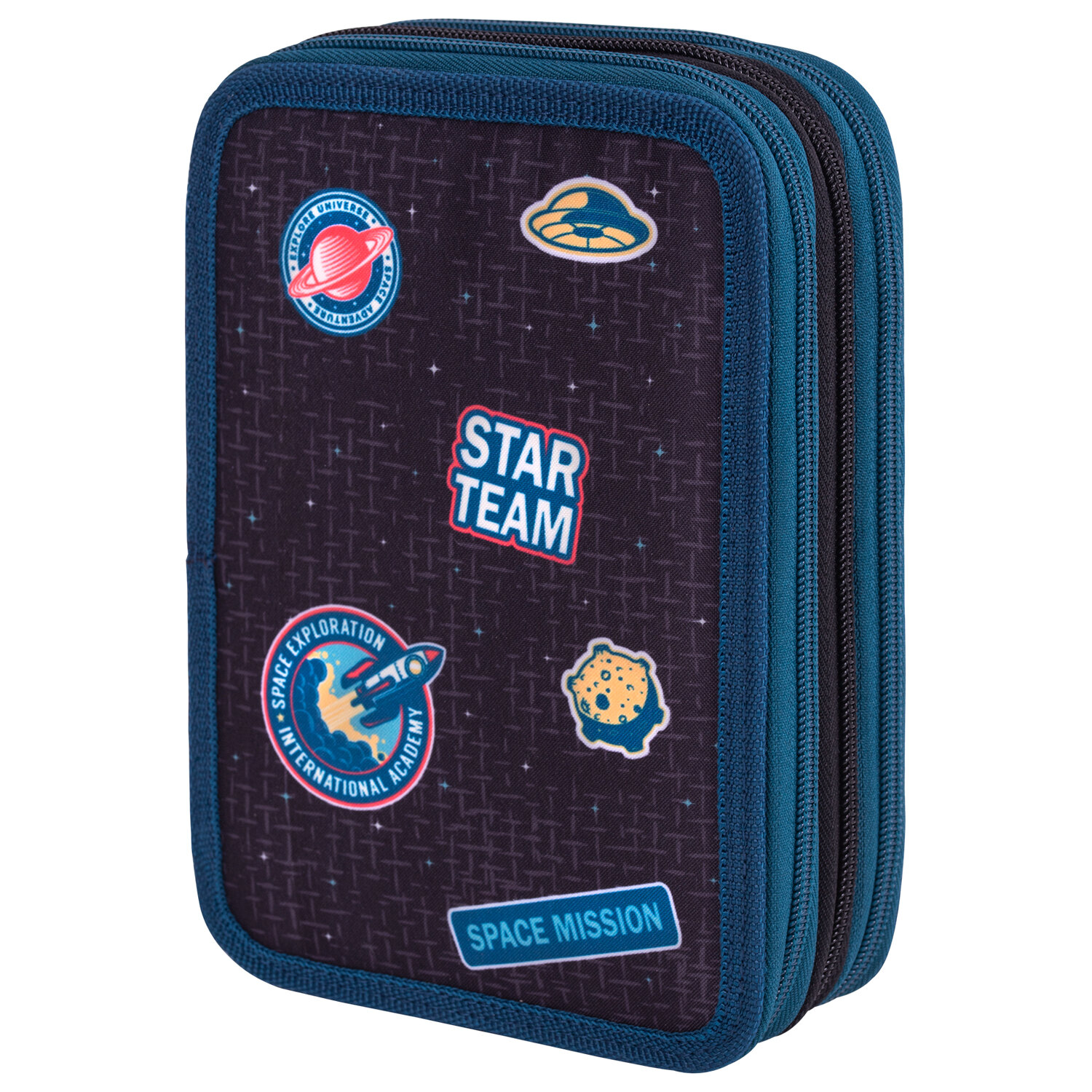 

Пенал Brauberg Premium Space mission, 3 отделения, черный (270729), Space mission