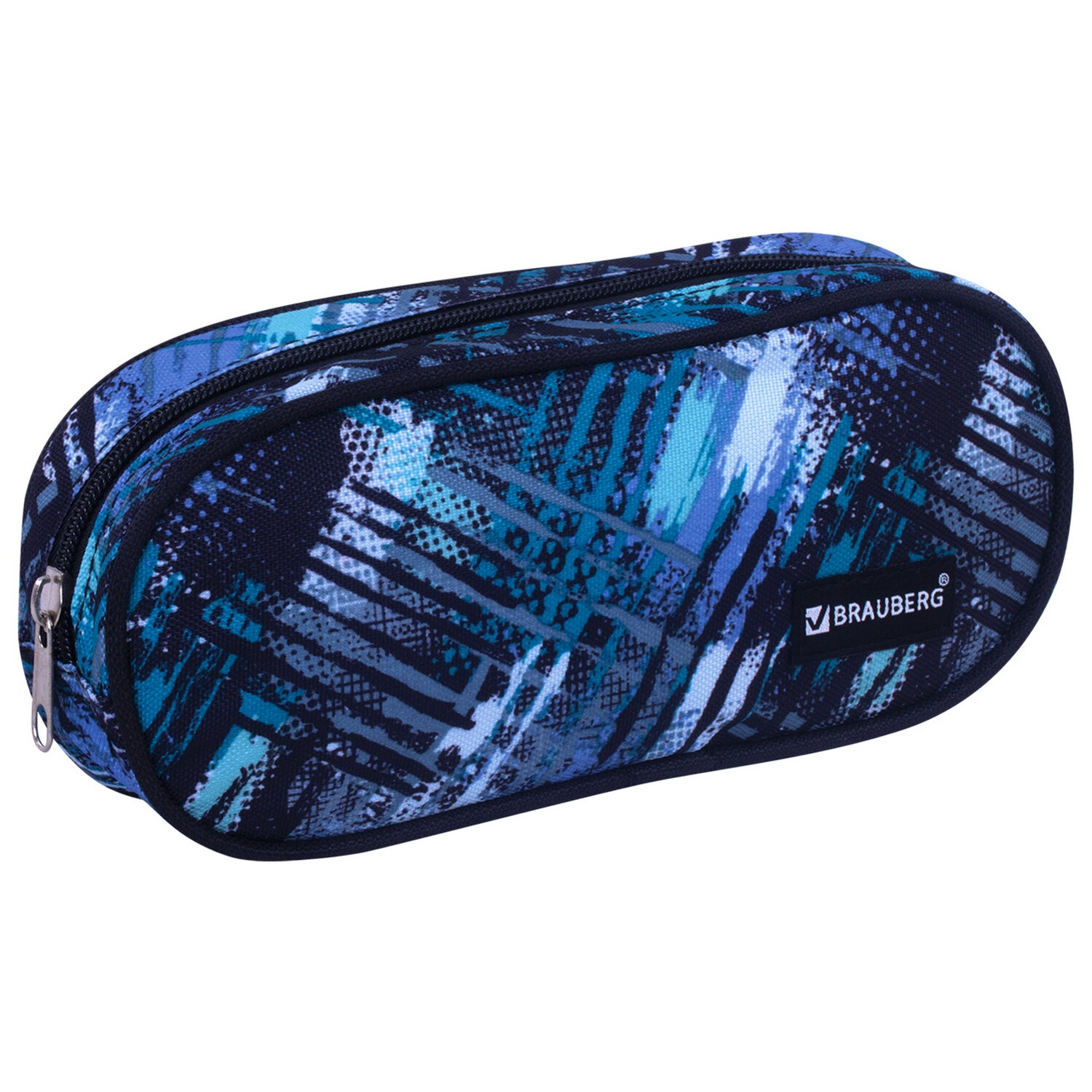 

Пенал-косметичка Brauberg Oblong Lines, 1 отделение, синий (229273), Lines