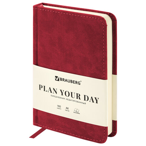

Ежедневник недатированный A6 BRAUBERG Status, в линейку, 160 листов красный (113367)