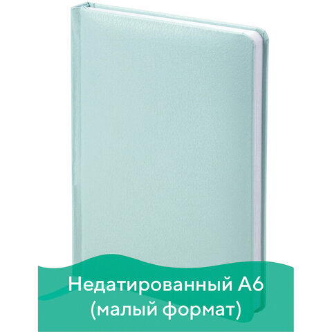 

Ежедневник недатированный A6 BRAUBERG Profile, в линейку, 136 листов мятный (111692), 0
