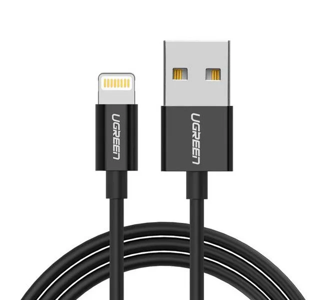 

Кабель USB-Lightning 8-pin, MFi, 2.4A быстрая зарядка, 1м, черный UGREEN US155 (80822), US155
