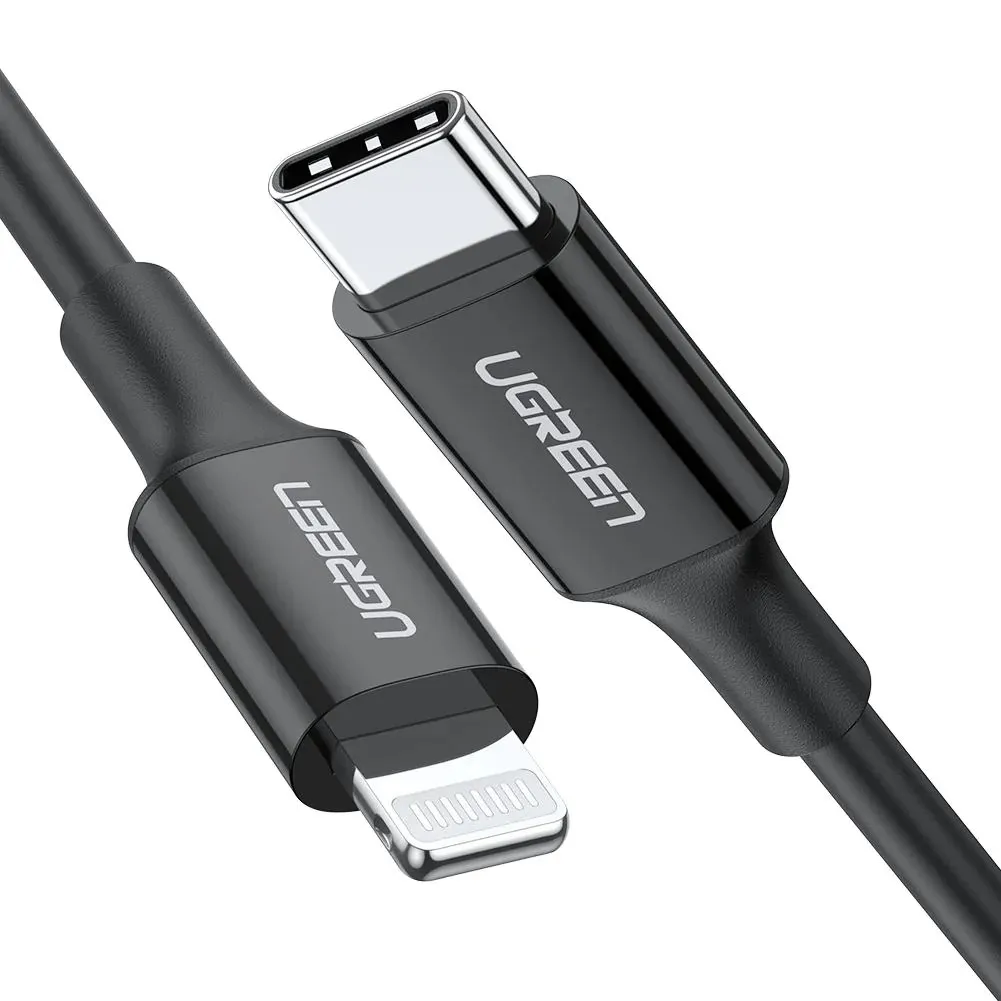 

Кабель USB Type-C-Lightning 8-pin, MFi, 3A быстрая зарядка, 1м, черный UGREEN US171 (60751), US171