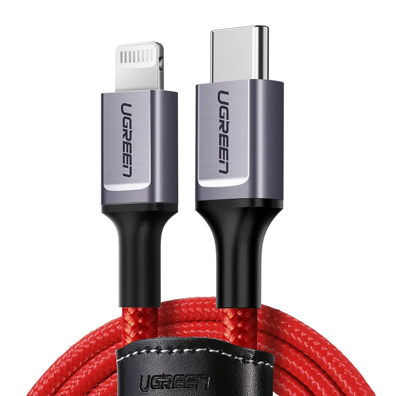 

Кабель USB 2.0 Type-C(m)-Lightning 8-pin(m), MFi, 3A быстрая зарядка, 1м, красный UGREEN US298 (20309), US298