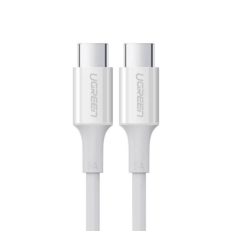 

Кабель USB Type-C-USB Type-C, экранированный, 5A быстрая зарядка, 1м, белый UGREEN US300 (60551), US300