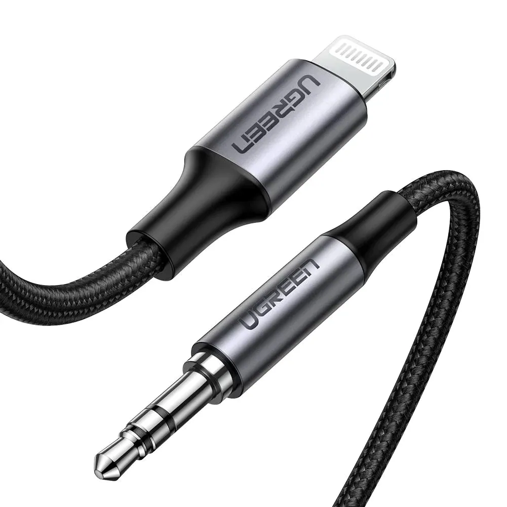 

Кабель Lightning 8-pin(M)-Jack 3.5mm(M), 1м, черный UGREEN US315 (70509), US315