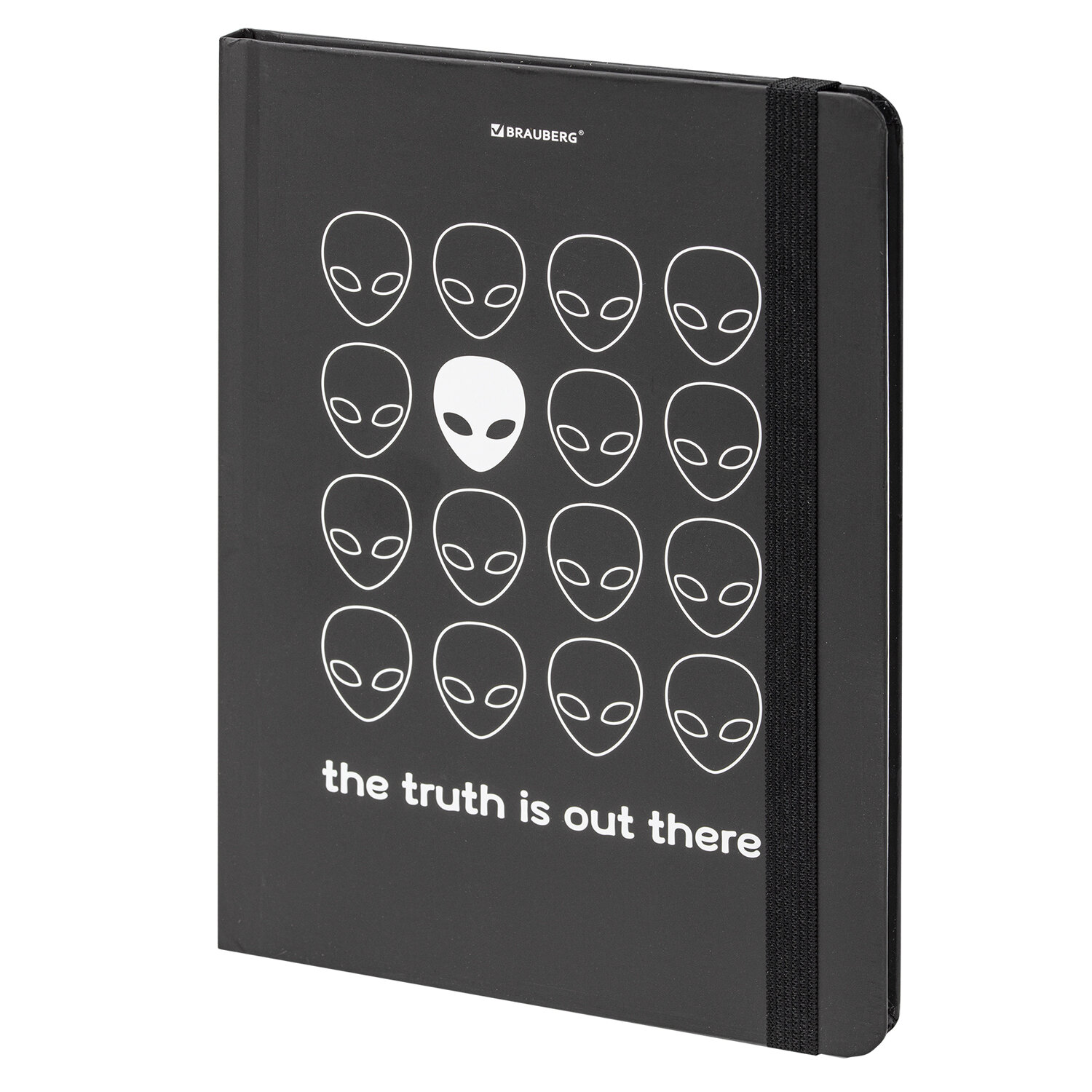 

Блокнот BRAUBERG 7БЦ с резинкой Aliens, A5, клетка, 96 листов, черный (113722), Aliens