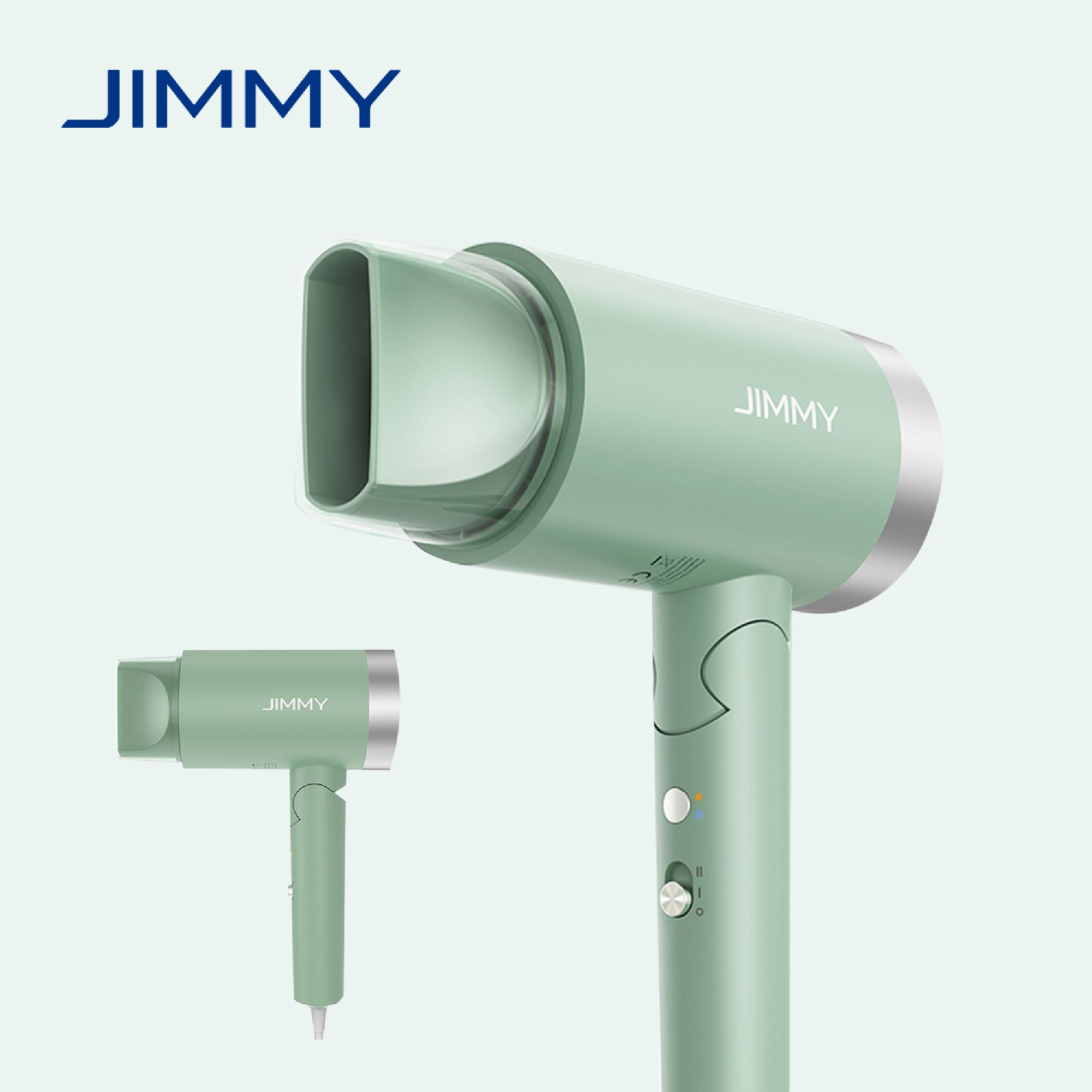 Фен Jimmy F2 1800Вт, режимов: 2, насадок: 1, ионизация, зеленый - фото 1