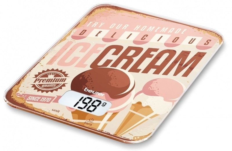 Кухонные весы электронные BEURER KS 19 Icecream 5кг, 1 х CR2032, принт (704.02)