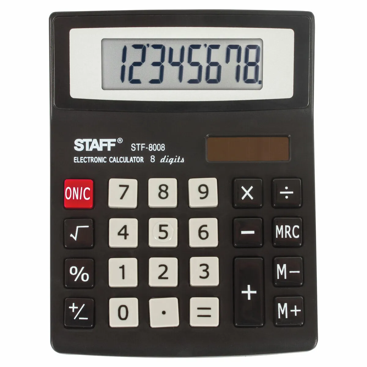 Калькулятор настольный STAFF STF-8008, 8-разрядный, однострочный экран, черный (250147)
