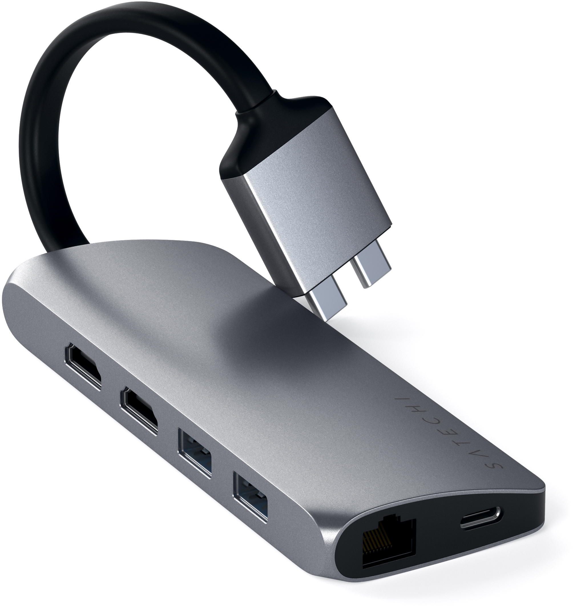 

Концентратор Satechi, 2xUSB 3.0, 1xUSB-C, серый + 2xHDMI, RJ-45 (ST-TCDMMAM)