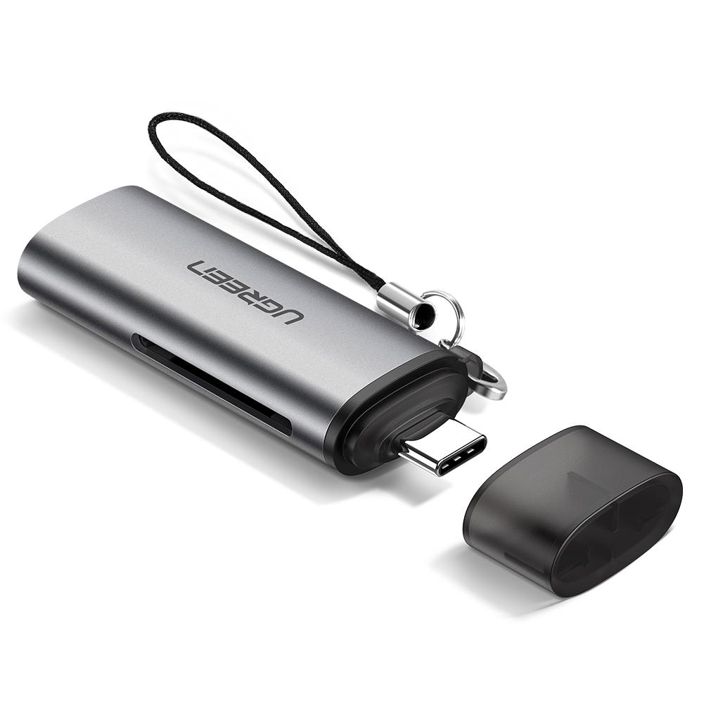 

Картридер внешний UGREEN CM184, SD, microSD, USB Type-C, серый (50704), CM184