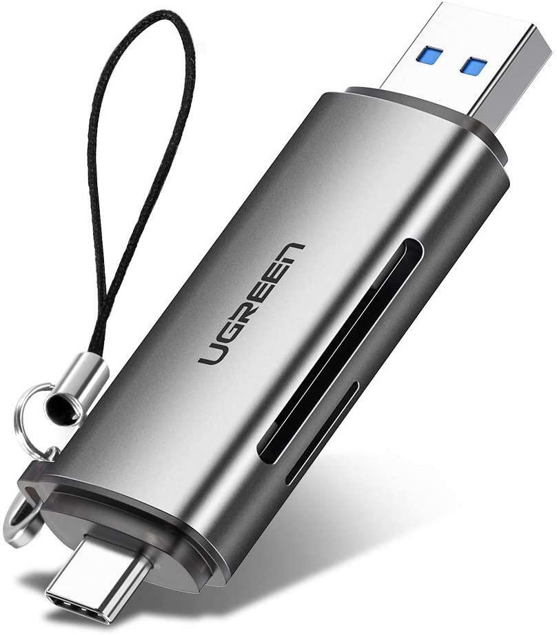 Картридер внешний UGREEN CM185 , SD/microSD, USB 3.0/Type C OTG, серый (50706) - фото 1