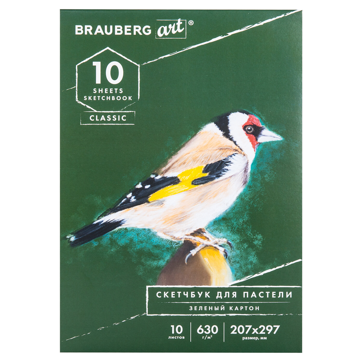

Альбом для пастели 10 листов, А4, 630г/м², склейка, картон, зеленый, BRAUBERG CLASSIC (105920), нет данных