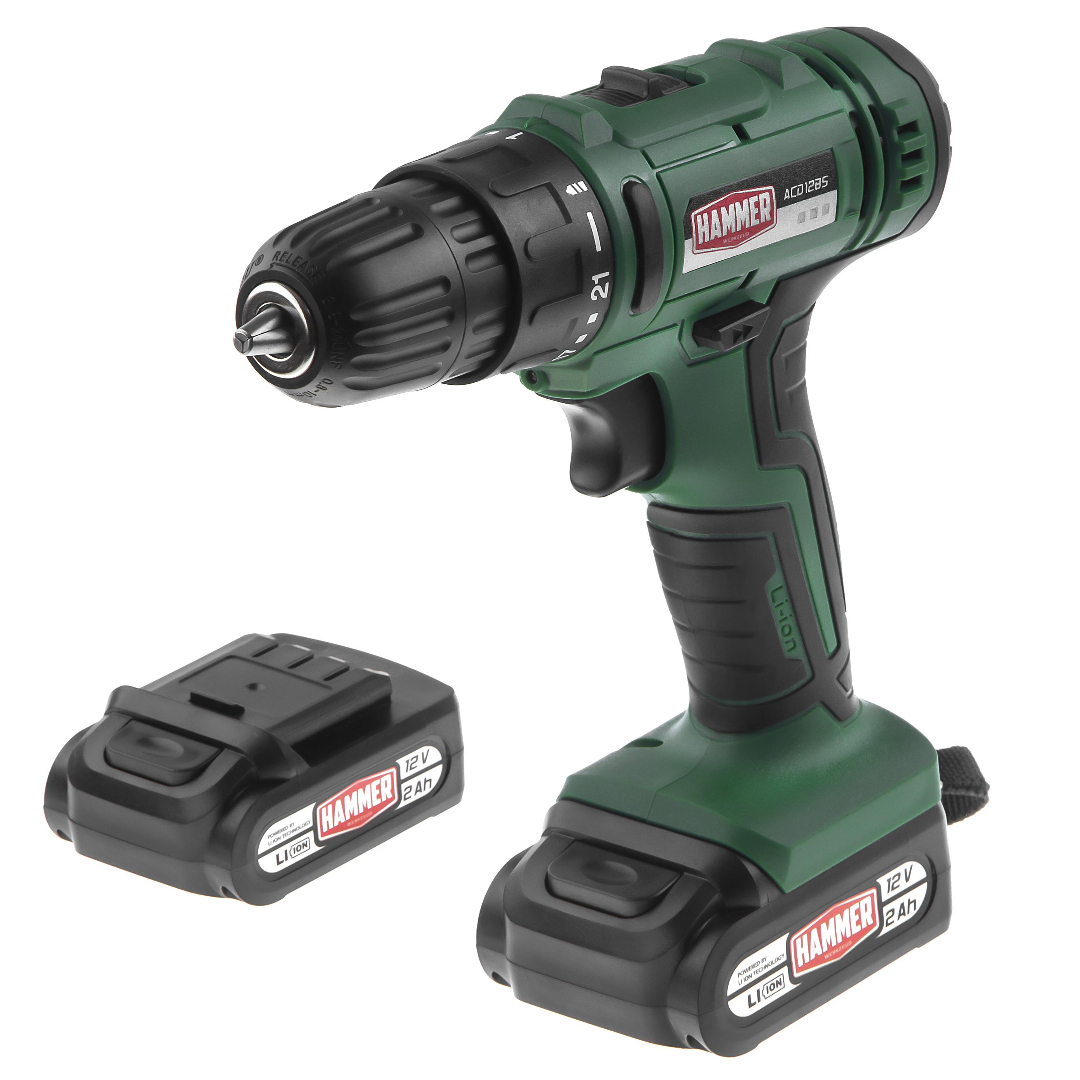 

Дрель-шуруповерт Hammer ACD12ВS, аккумуляторный, 32 нм, 1350 об/мин, 12V, 2 А·ч, Li-Ion, два акб, быстрозажимной патрон, кейс, 2.05 кг, ACD12ВS