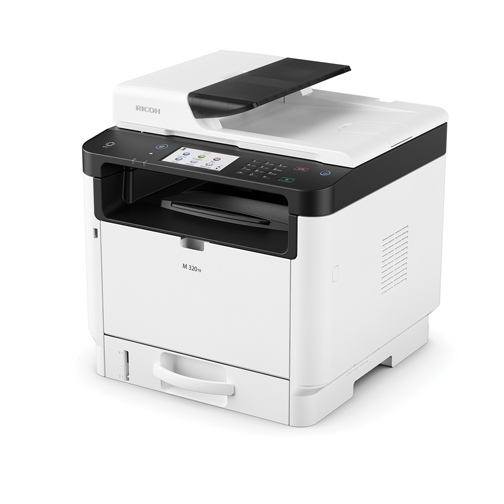 

МФУ лазерный Ricoh M 320FB, A4, ч/б, 32стр/мин (A4 ч/б), 1200x1200 dpi, дуплекс, ДАПД-35 листов, факс, сетевой, USB (408527), M 320FB