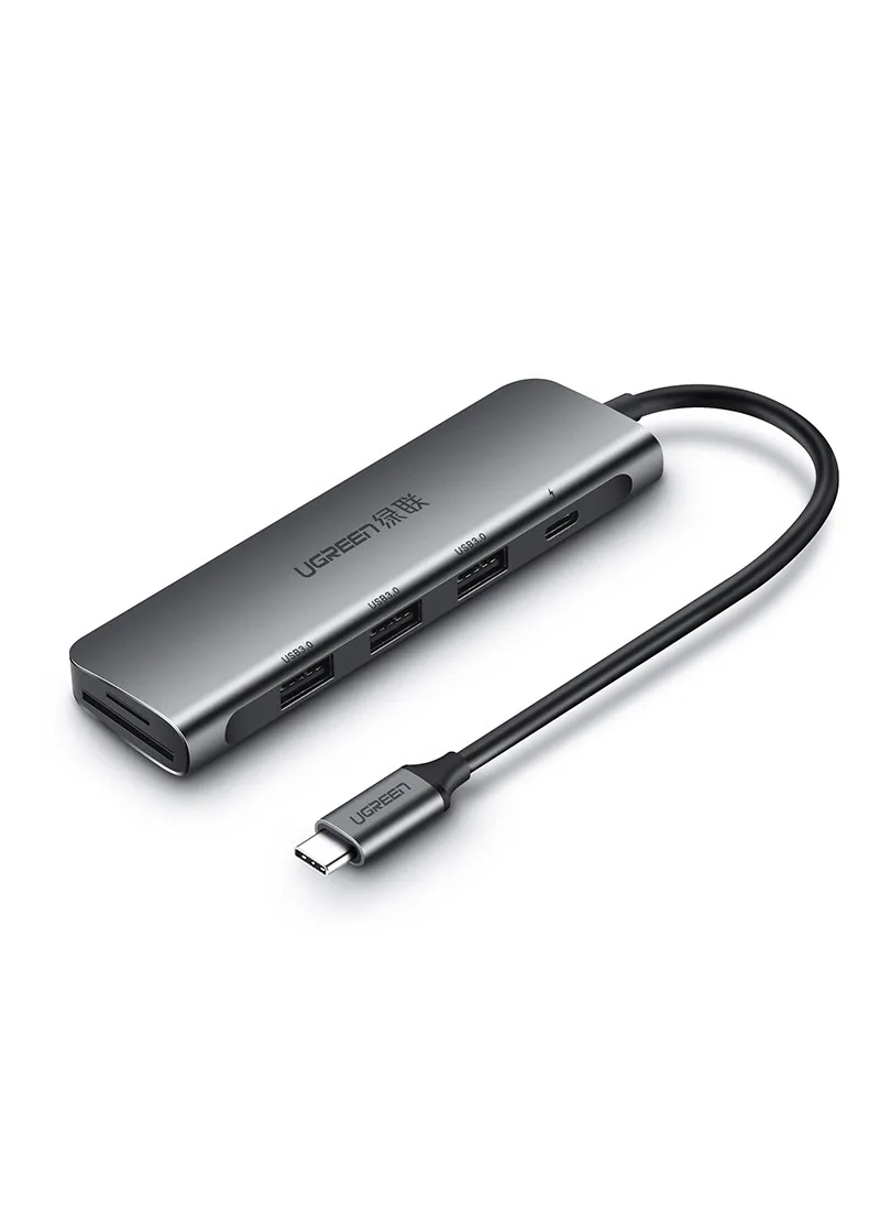 Концентратор UGREEN CM195, 2xUSB 3.0, 1xUSB-C, серый + 1xHDMI (70410)