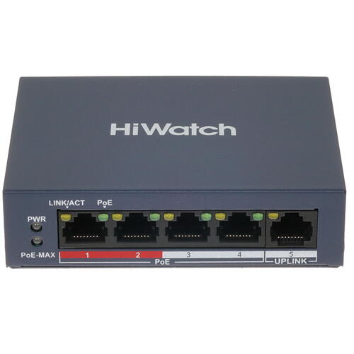 

Коммутатор HiWatch DS-S504P(B), кол-во портов: 4x100 Мбит/с, кол-во SFP/uplink: RJ-45 1x100 Мбит/с, PoE: 4x30Вт (макс. 35Вт) (DS-S504P(B)), DS-S504P(B)