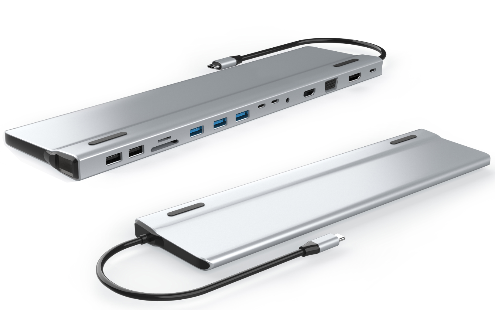 Док-станция VCOM Universal 15-in-1 USB-C Docking Station, серый