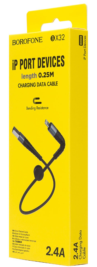 

Кабель USB-Lightning 8-pin, 25см, черный Borofone BX32 Munificent (133671), BX32