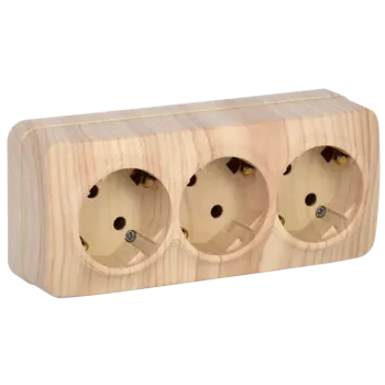 

Розетка IEK GLORY РС23-3-ХС, открытый монтаж, 3-х постовая, с з/к, 16A, в сборе, IP20, сосна (ERH31-K34-16), РС23-3-ХС