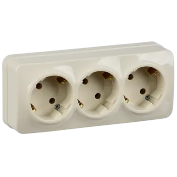 

Розетка IEK GLORY РС23-3-ХК, открытый монтаж, 3-х постовая, с з/к, 16A, в сборе, IP20, кремовый (ERH31-K33-16), РС23-3-ХК