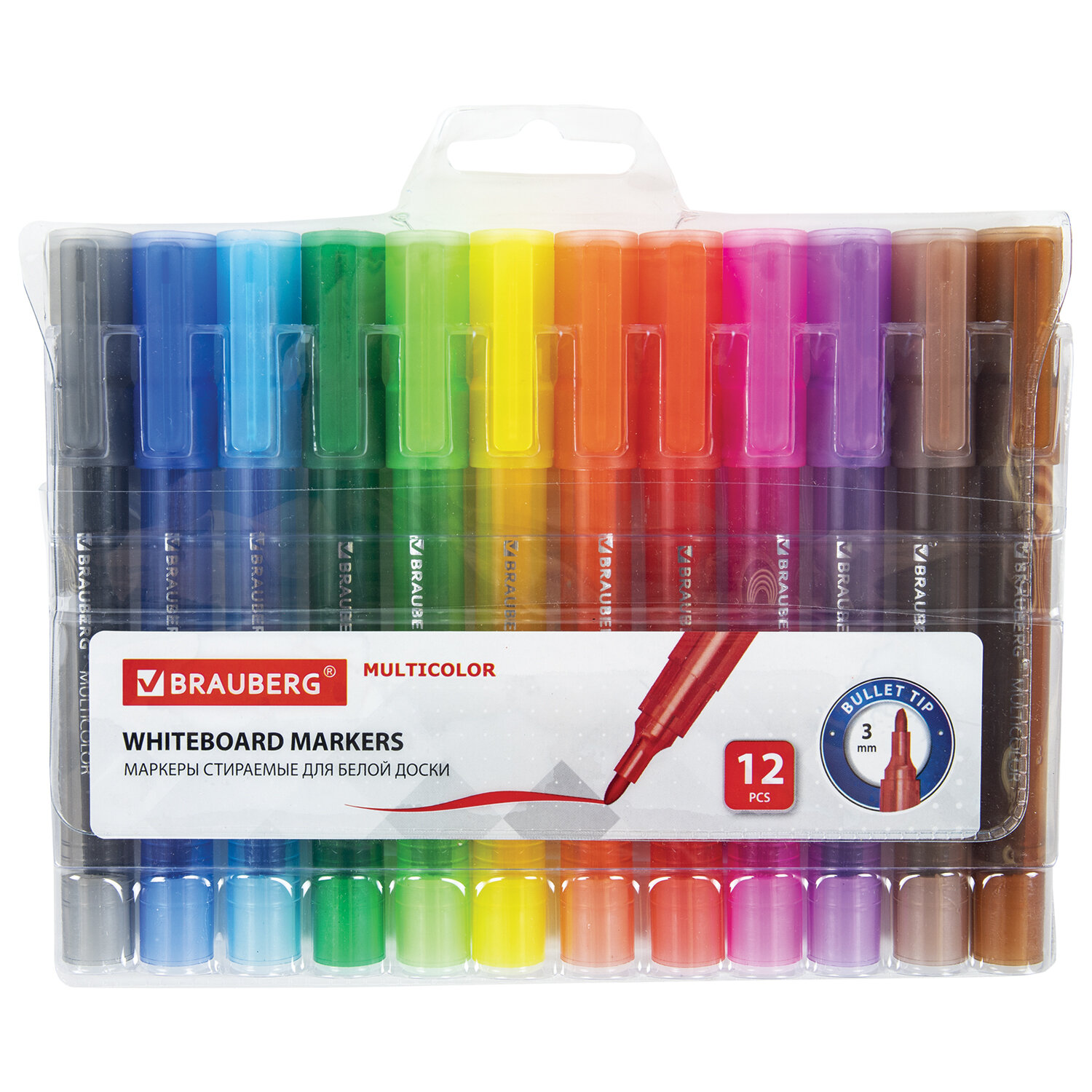 

Маркер для доски BRAUBERG MULTICOLOR, 12 шт., ассорти (152121)