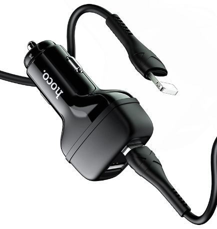 

Автомобильное зарядное устройство Hoco Z36, 2xUSB, 2.4А, кабель Lightning 8-pin, черный, Z36