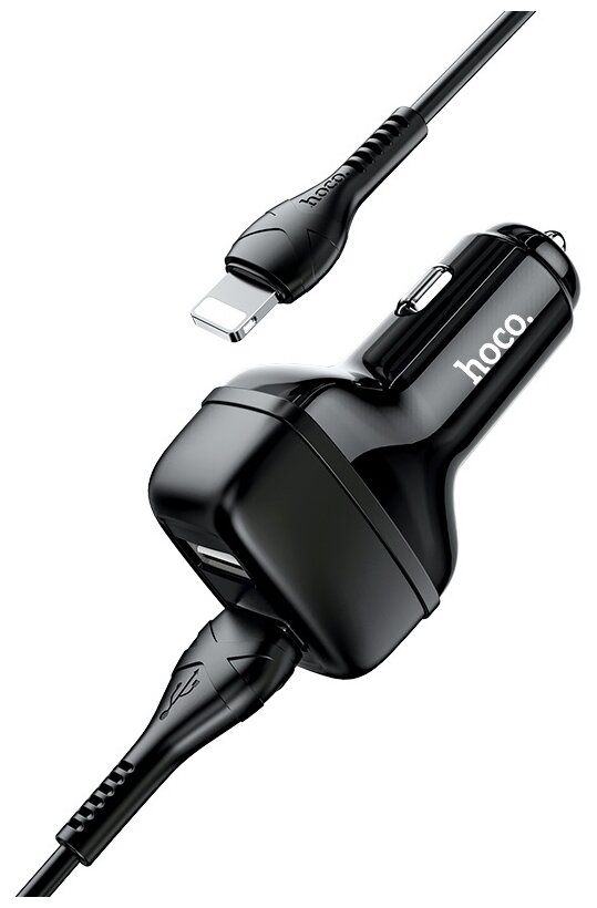 

Автомобильное зарядное устройство Hoco Z36, 2xUSB, 2.4А, кабель Lightning 8-pin, белый (6931474727749), Z36