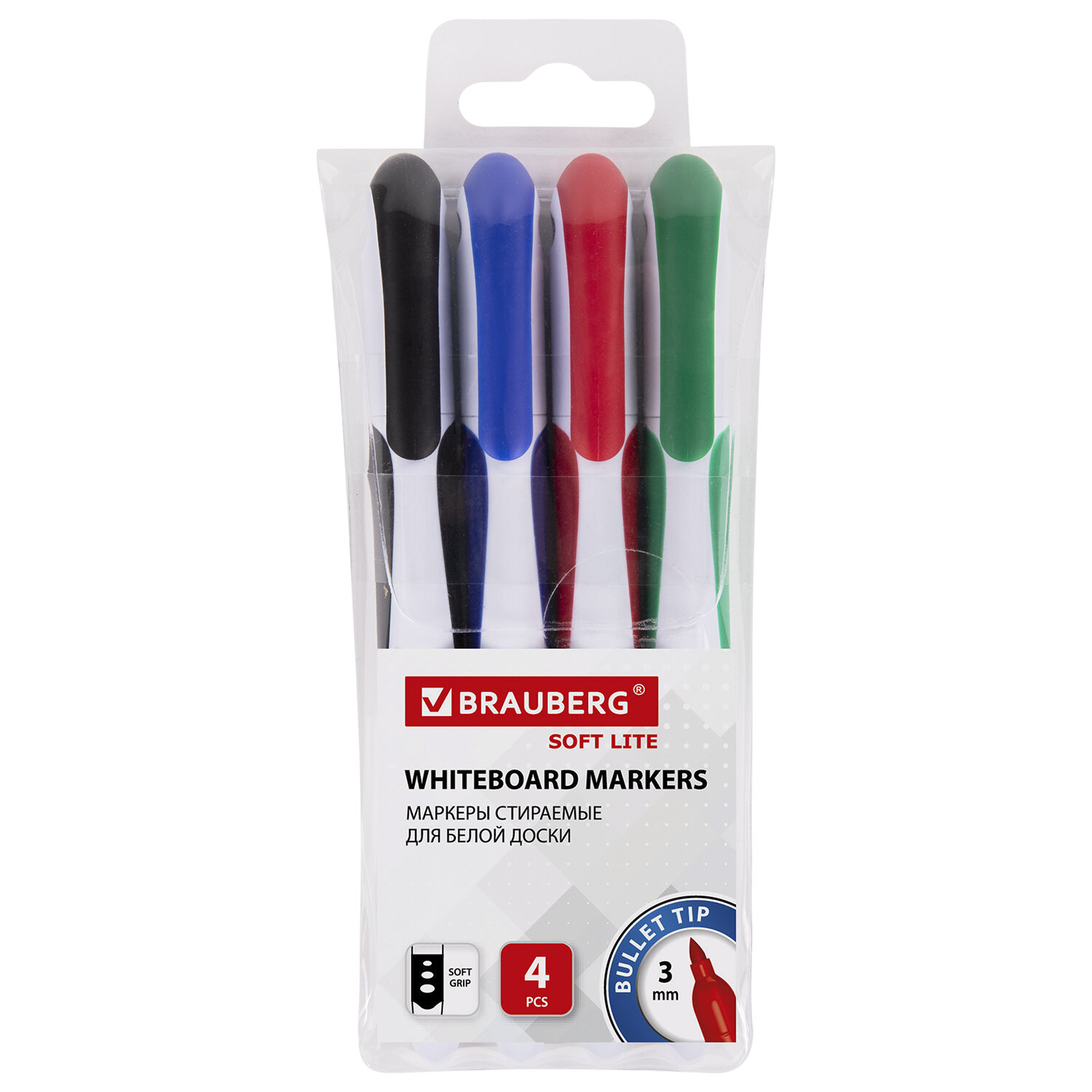 

Маркер для доски BRAUBERG SOFT LITE, 4шт., ассорти (152107)