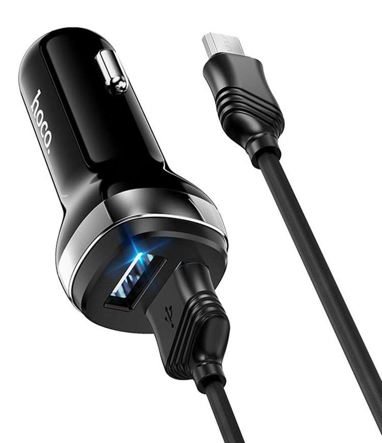 

Автомобильное зарядное устройство Hoco Z40 Superior, 2xUSB, 2.4А, кабель microUSB, черный, Z40 Superior