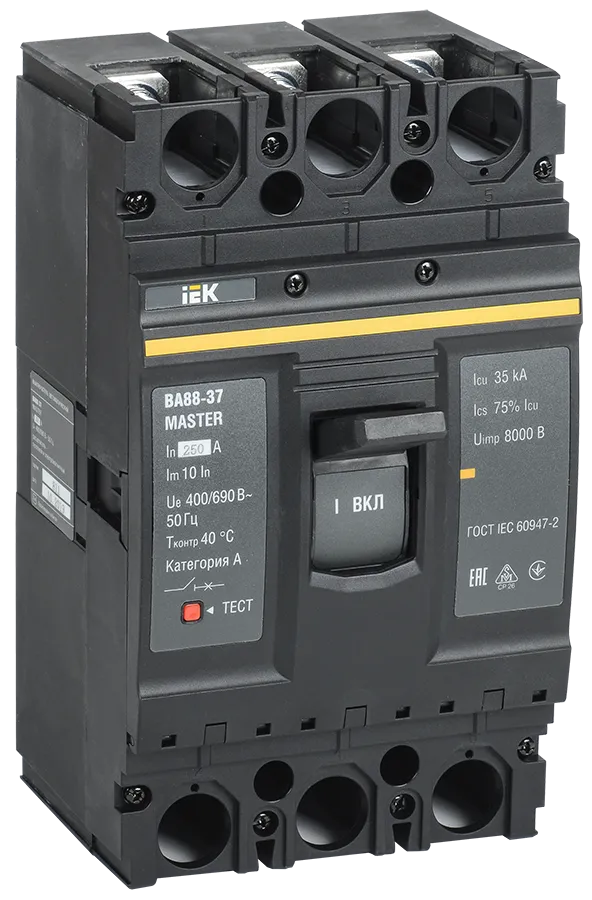 

Выключатель автоматический IEK ВА88-37 трехполюсный (3P/3П) 250А 10In 35 кА (SVA40-3-0250-02), ВА88-37